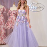 Hope | Lavender A-Line Strapless Tulle Homecoming Dress With 3D Flowers