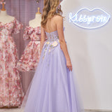 Hope | Lavender A-Line Strapless Tulle Homecoming Dress With 3D Flowers