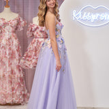 Hope | Lavender A-Line Strapless Tulle Homecoming Dress With 3D Flowers