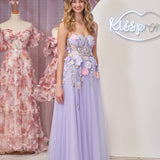 Hope | Lavender A-Line Strapless Tulle Homecoming Dress With 3D Flowers