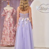 Hope | Lavender A-Line Strapless Tulle Homecoming Dress With 3D Flowers