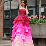 Xiomara | Sweetheart Pleated Bodice Long Prom Dress with Ruffles