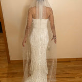 Vintage Lace Tulle Pearl Bridal Veil Wedding Veil