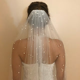 Vintage Lace Tulle Pearl Bridal Veil Wedding Veil