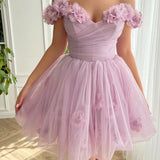 Ruby | Lilac Corset Strapless Short Tulle Homecoming Dress