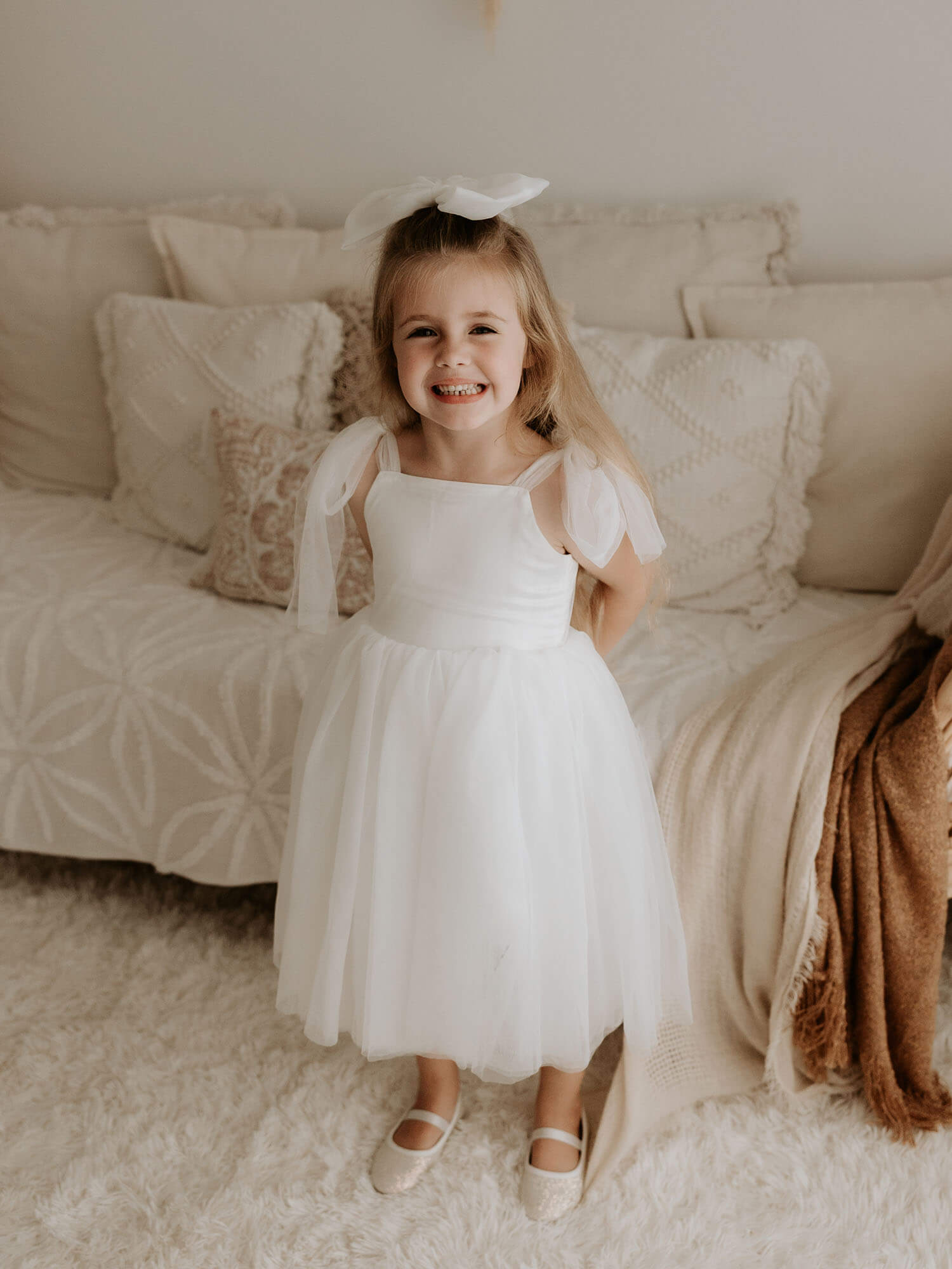 Vivian Tie-Strap Tulle Flower Girl Dress