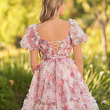 Ivana | A Line Off the Shoulder Printed Tulle Short Homecoming Dress