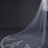 Ivory Cathedral Veils with Lace and Beaded Hemline