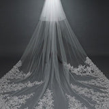 Ivory Lace Cathedral Veil with Blusher Long Wedding Veil