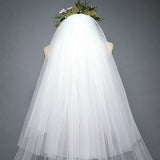 Ivory Lace Cathedral Veil with Blusher Long Wedding Veil