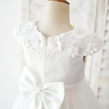 Lace Tulle Cap Sleeves Flower Girl Dress