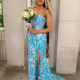 Jalea | Orange Sweetheart Mermaid Lace Long Prom Dresses With Split