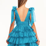 KissDress Trendy  A-Line Royal Blue Tiered Homecoming Dress with Bow | Crafted from durable polyester, the V-neckline frames your face beautifully. Shine bright on your special night in this comfortable and luxurious dress.