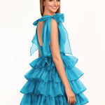 KissDress Trendy  A-Line Royal Blue Tiered Homecoming Dress with Bow | Crafted from durable polyester, the V-neckline frames your face beautifully. Shine bright on your special night in this comfortable and luxurious dress.