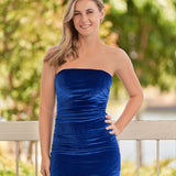 Juliana | Bodycon Strapless Royal Blue Velvet Cocktail Dresses