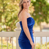 Juliana | Bodycon Strapless Royal Blue Velvet Cocktail Dresses