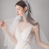 Knee Length Juliet Cap Veils Asymmetrical Hem Bridal Veil