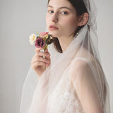 Knee Length Juliet Cap Veils Asymmetrical Hem Bridal Veil