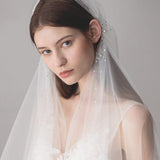 Knee Length Juliet Cap Veils Asymmetrical Hem Bridal Veil