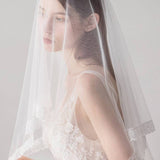 Lace Hemline Ivory Tulle Wedding Veils