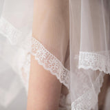 Lace Hemline Ivory Tulle Wedding Veils