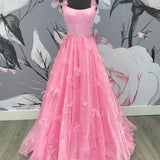 Sarahi |A Line Spaghetti Straps Organza Prom Dress