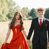 Leif | Sweetheart Burgundy Keyhole A Line Long Prom Dress