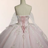 Light Pink Ball Gown Appliqued Quinceañera Dresses