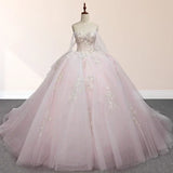 Light Pink Ball Gown Appliqued Quinceañera Dresses