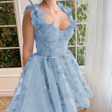 Natalie | Aline Short Tulle Prom Dress with 3D Butterflies