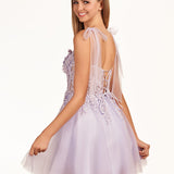 Sierra | Lavender Floral Appliques Sweetheart A-Line Short Homecoming Dress