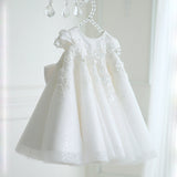 Eleanor Lace Applique Flower Girl A-Line Dress w/Bow