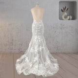 Mermaid Bohemian Lace Illusion V-Neck Wedding Dress