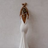 Mermaid Deep V-Neck Backless White Wedding Dress