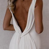 Mermaid Deep V-Neck Backless White Wedding Dress