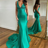 Molly |Mermaid Deep V-Neck Beaded Satin Long Prom Dress