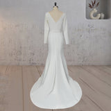 Mermaid Scoop Neck V Back Satin Wedding Dress