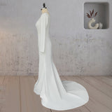 Mermaid Scoop Neck V Back Satin Wedding Dress