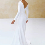 Mermaid Scoop Neck V Back Satin Wedding Dress