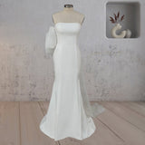 Mermaid Simple Ruffled White Wedding Dress