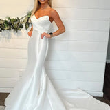 Mermaid Strapless Satin Wedding Dresses