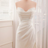 Mermaid Strapless Satin Wedding Dress With Convenient Detachable Skirt