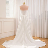 Mermaid Strapless Satin Wedding Dress With Convenient Detachable Skirt