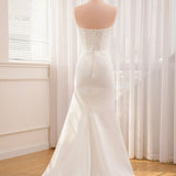 Mermaid Strapless Satin Wedding Dress With Convenient Detachable Skirt