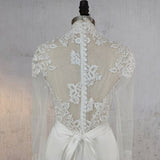 Mermaid White Lace Covered Button Back Wedding Dress