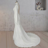 Mermaid White Open Back High Neck Wedding Dress