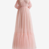 Nova | A-Line Rose Pink Tulle Sweetheart Tea-Length Prom Dress