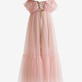 Nova | A-Line Rose Pink Tulle Sweetheart Tea-Length Prom Dress