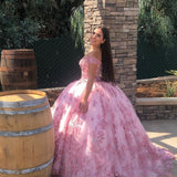 Off Shoulder Sweetheart Neckline Sparkly Quinceanera Dresses with Appliques