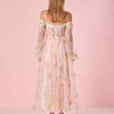 Sweetheart Neck Off the Shoulder Embroidered Tulle Prom Dress